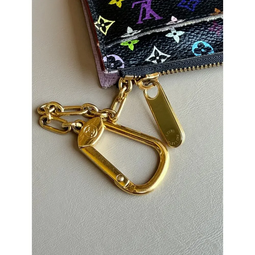 Louis Vuitton Key Pouch Monogram Multicolor Black 45623